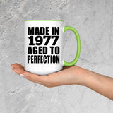 47th Birthday Made In 1977 Aged to Perfection - 15oz Accent Mug Green