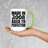 16th Birthday Made In 2008 Aged to Perfection - 15oz Accent Mug Green