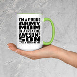 Proud Army Mom Of Awesome Son - 15oz Accent Mug Green