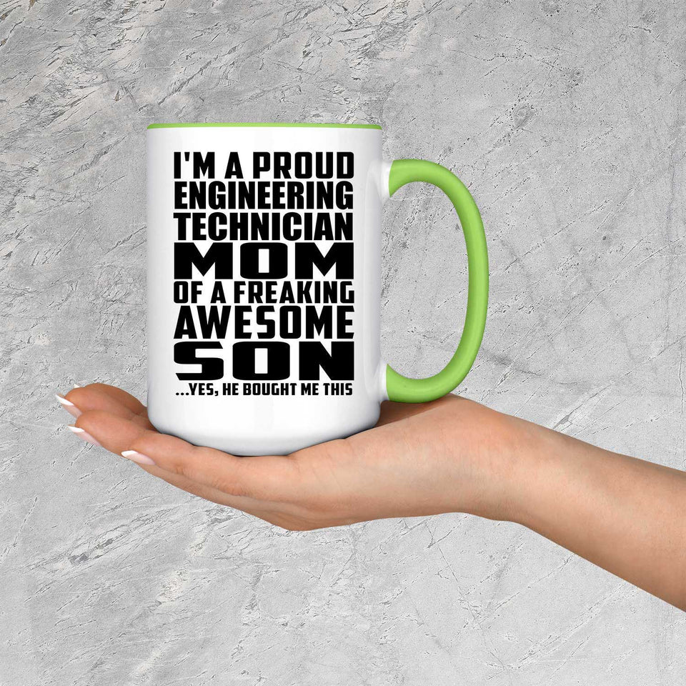 Proud Engineering Technician Mom Of Awesome Son - 15oz Accent Mug Green