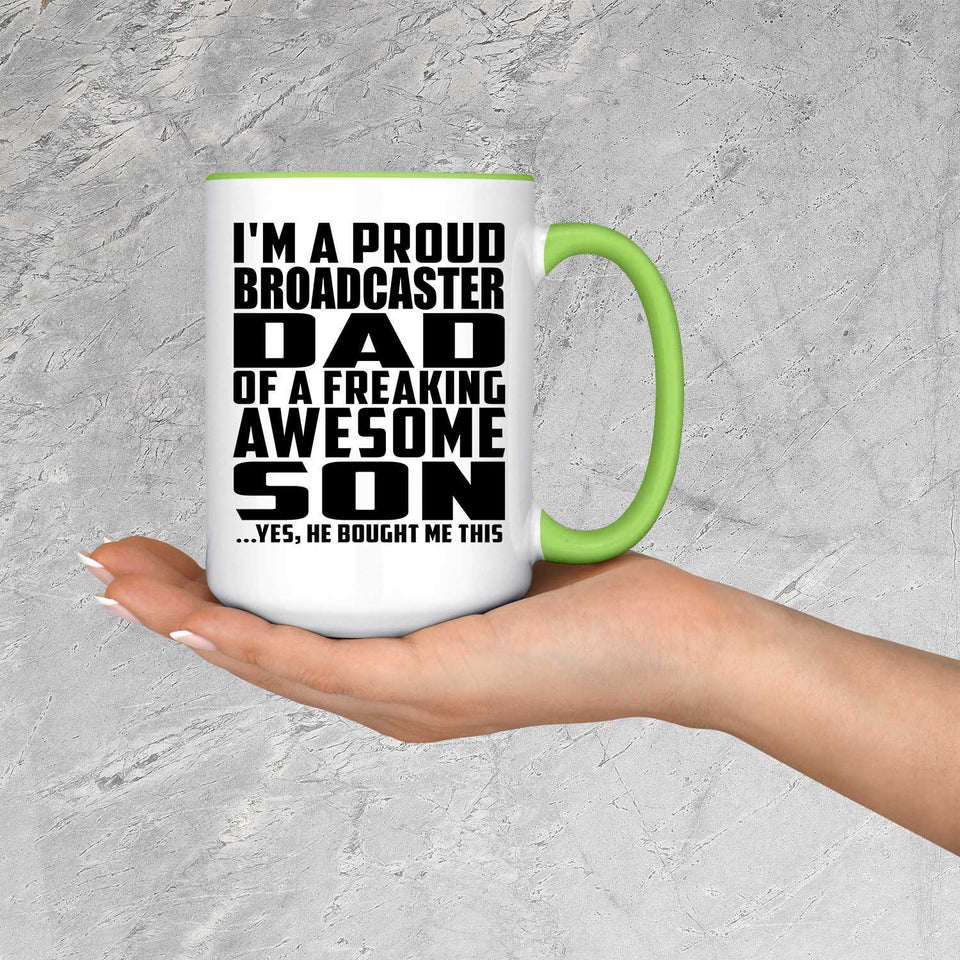 Proud Broadcaster Dad Of Awesome Son - 15oz Accent Mug Green