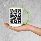 Proud Safety Inspector Dad Of Awesome Son - 15oz Accent Mug Green