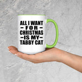 All I Want For Christmas Is My Tabby Cat - 15oz Accent Mug Green