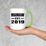 Mamaw Established EST. 2019 - 15oz Accent Mug Green