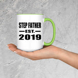 Step Father Established EST. 2019 - 15oz Accent Mug Green