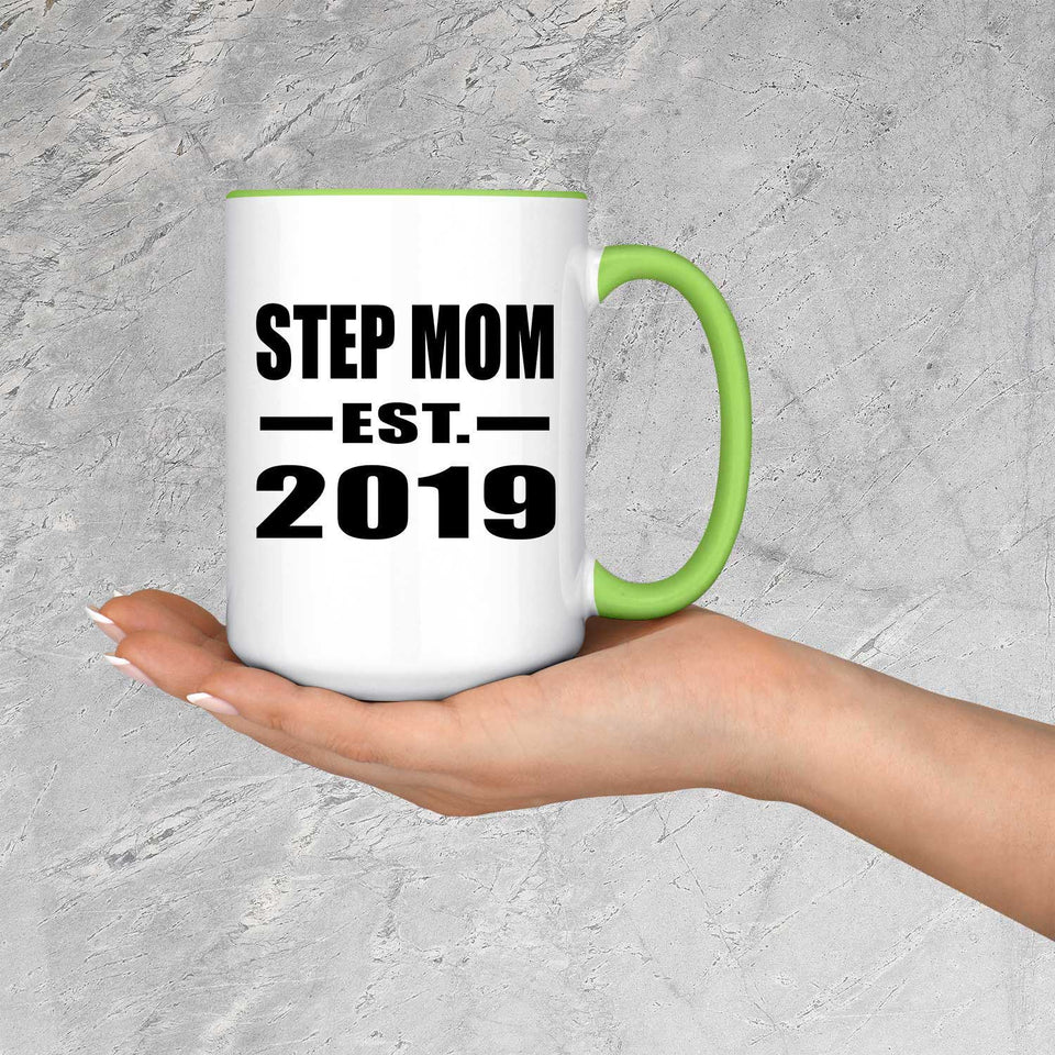 Step Mom Established EST. 2019 - 15oz Accent Mug Green
