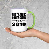 Air Traffic Controller Established EST. 2019 - 15oz Accent Mug Green