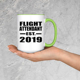 Flight Attendant Established EST. 2019 - 15oz Accent Mug Green