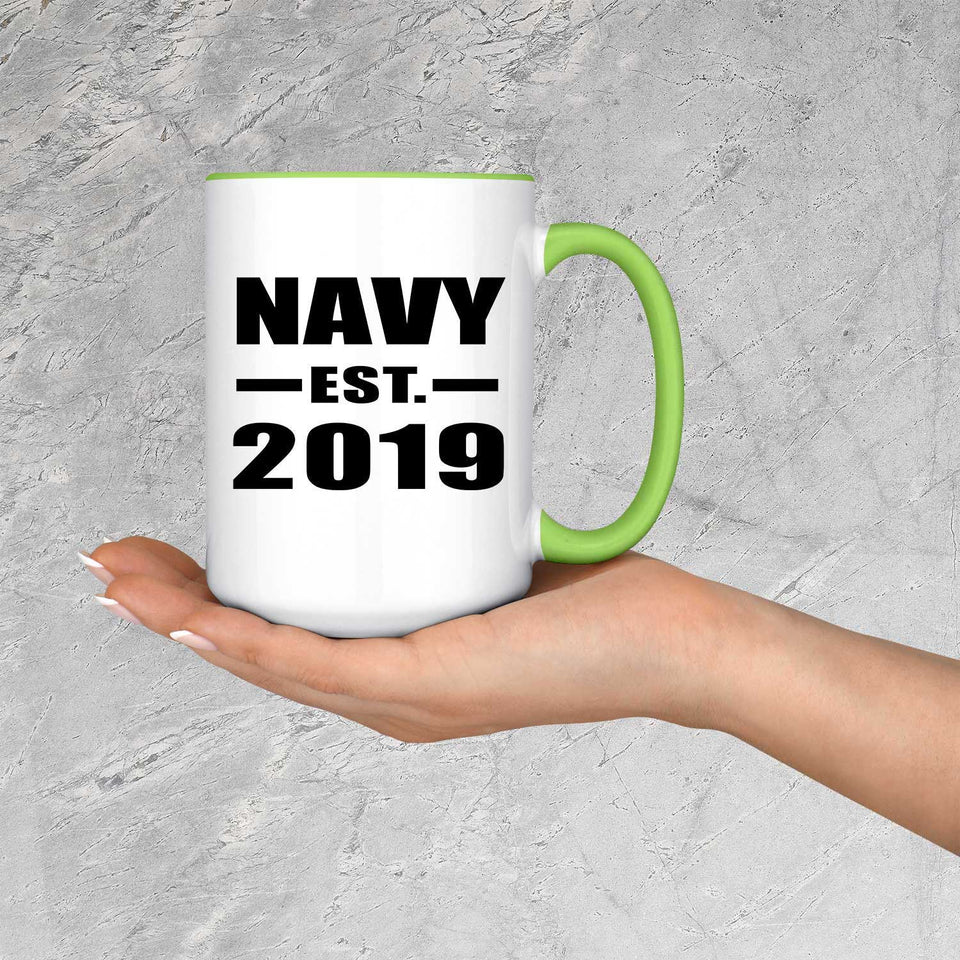 Navy Established EST. 2019 - 15oz Accent Mug Green