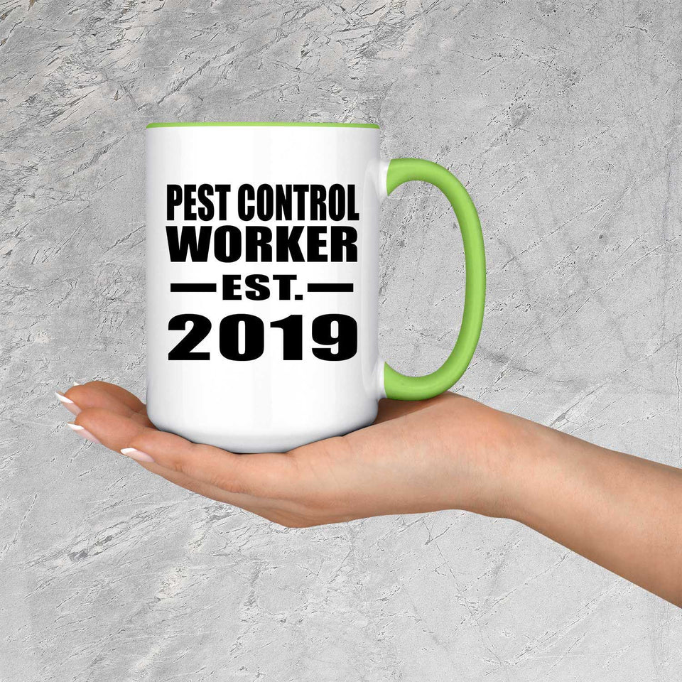 Pest Control Worker Established EST. 2019 - 15oz Accent Mug Green