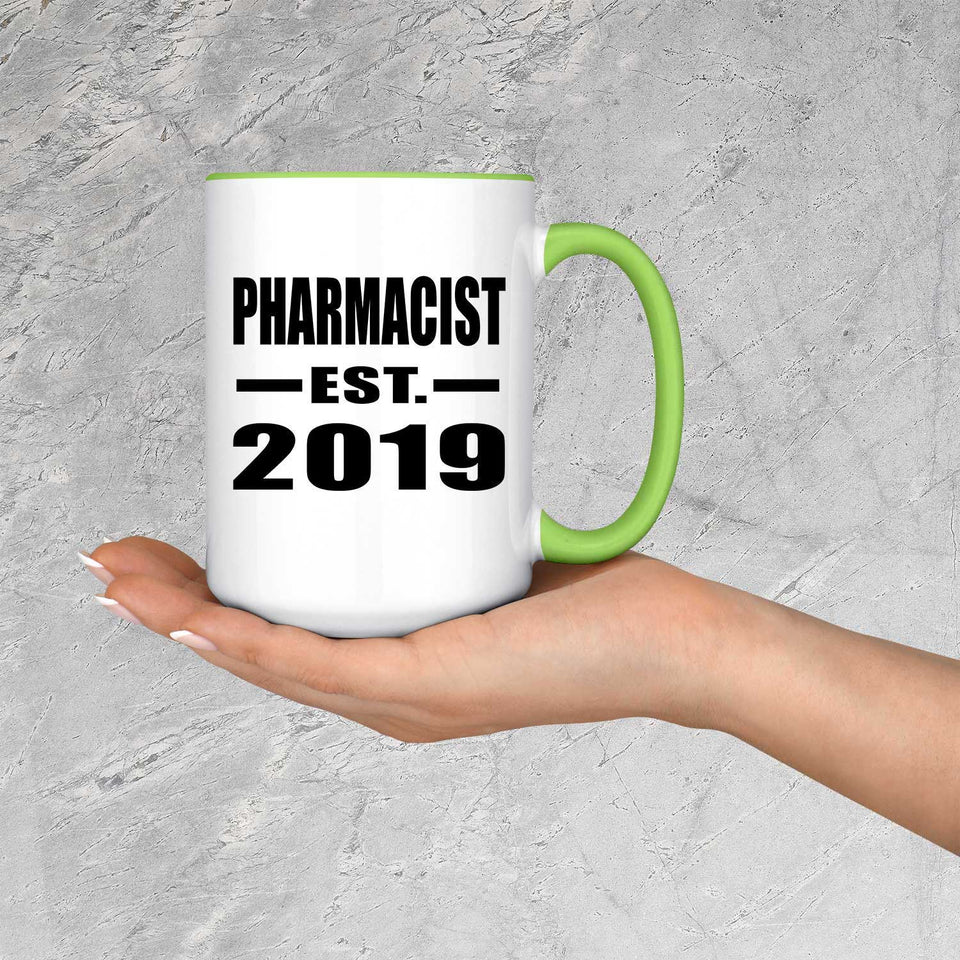 Pharmacist Established EST. 2019 - 15oz Accent Mug Green