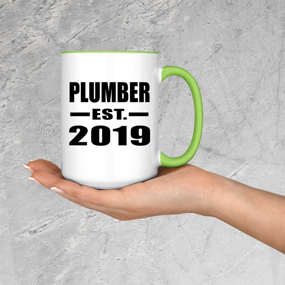 Plumber Established EST. 2019 - 15oz Accent Mug Green