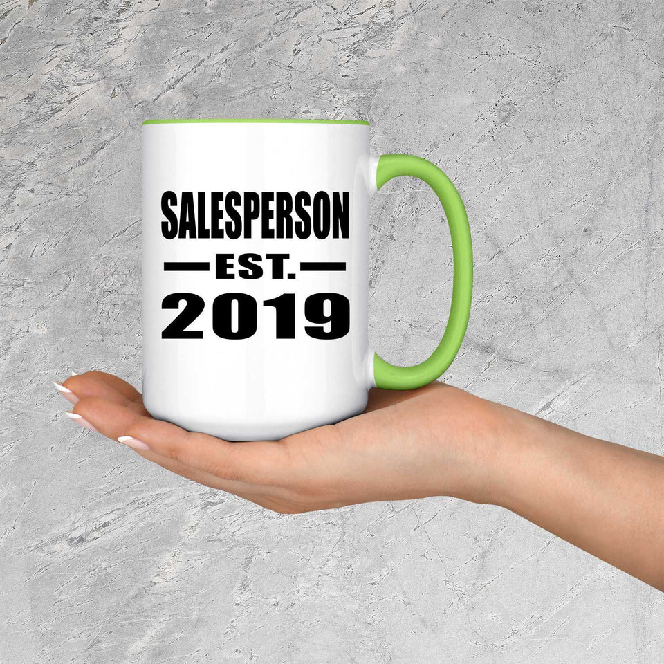 Salesperson Established EST. 2019 - 15oz Accent Mug Green