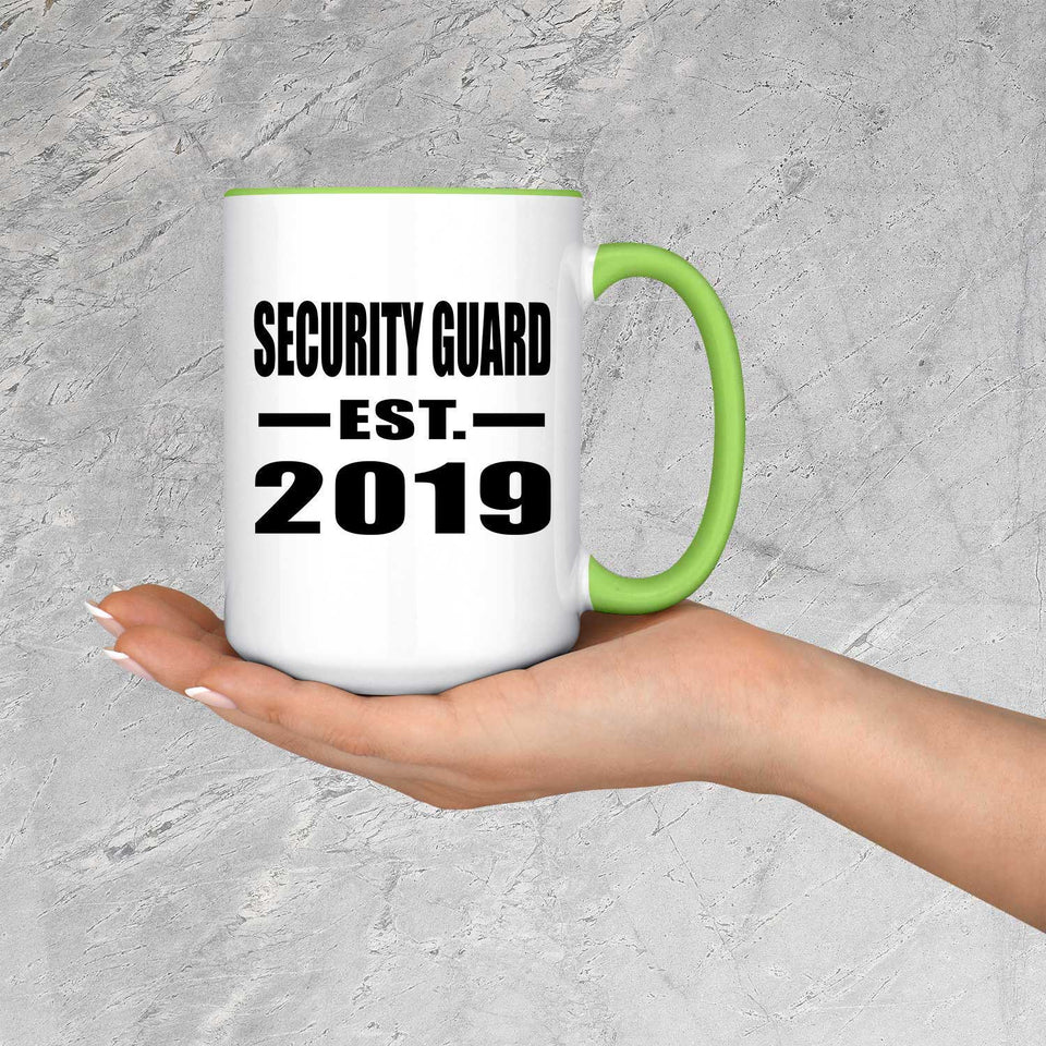 Security Guard Established EST. 2019 - 15oz Accent Mug Green
