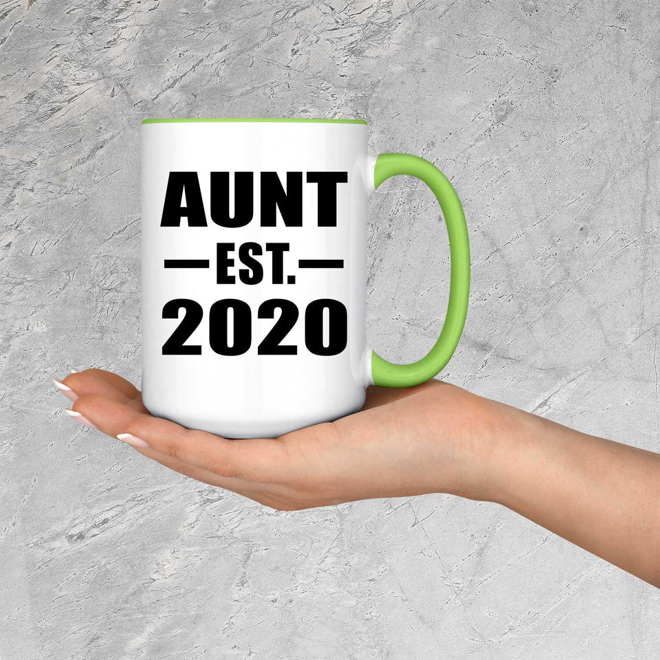Aunt Established EST. 2020 - 15oz Accent Mug Green