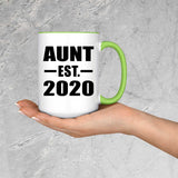 Aunt Established EST. 2020 - 15oz Accent Mug Green