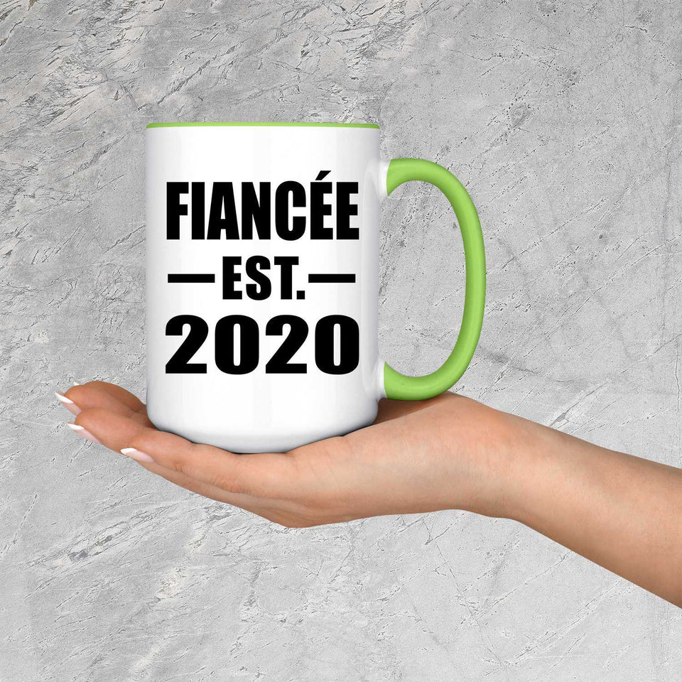 Fiancee Established EST. 2020 - 15oz Accent Mug Green