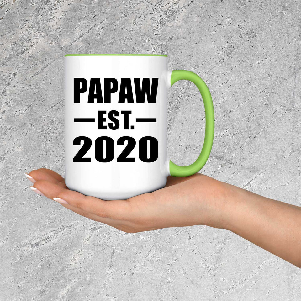 Papaw Established EST. 2020 - 15oz Accent Mug Green
