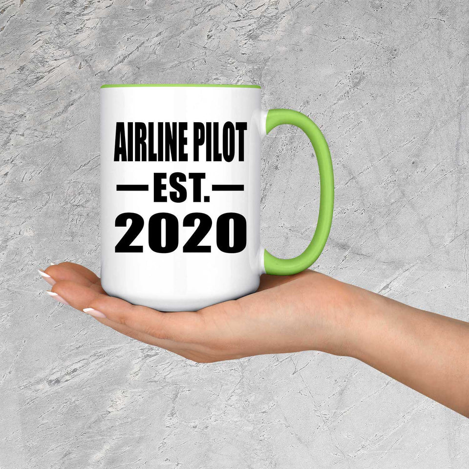 Airline Pilot Established EST. 2020 - 15oz Accent Mug Green