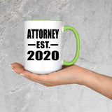 Attorney Established EST. 2020 - 15oz Accent Mug Green