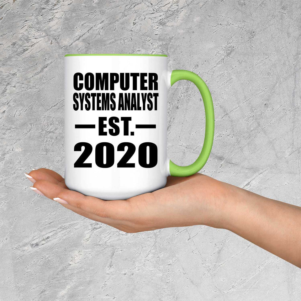 Computer Systems Analyst Established EST. 2020 - 15oz Accent Mug Green