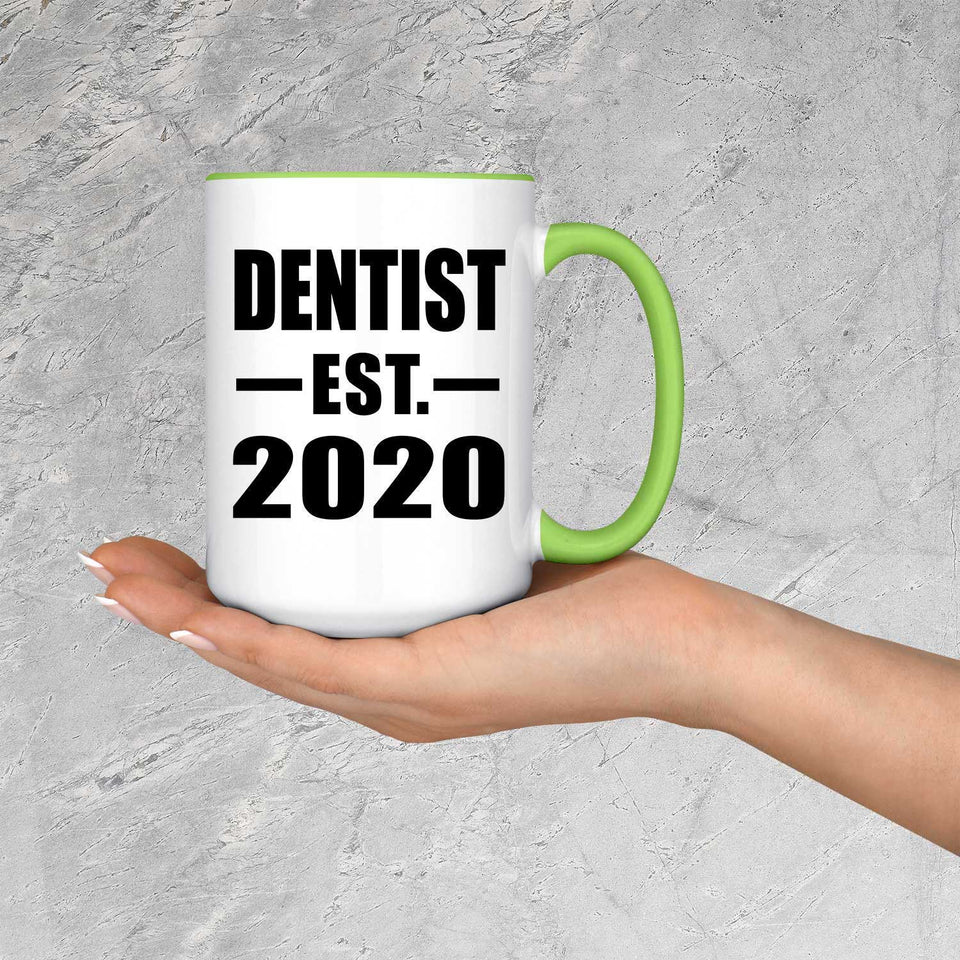 Dentist Established EST. 2020 - 15oz Accent Mug Green