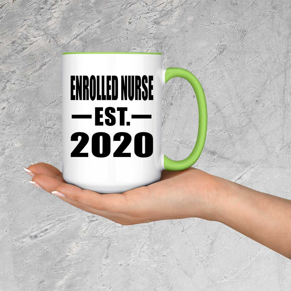 Enrolled Nurse Established EST. 2020 - 15oz Accent Mug Green