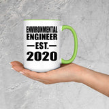 Environmental Engineer Established EST. 2020 - 15oz Accent Mug Green