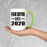 Film Editor Established EST. 2020 - 15oz Accent Mug Green