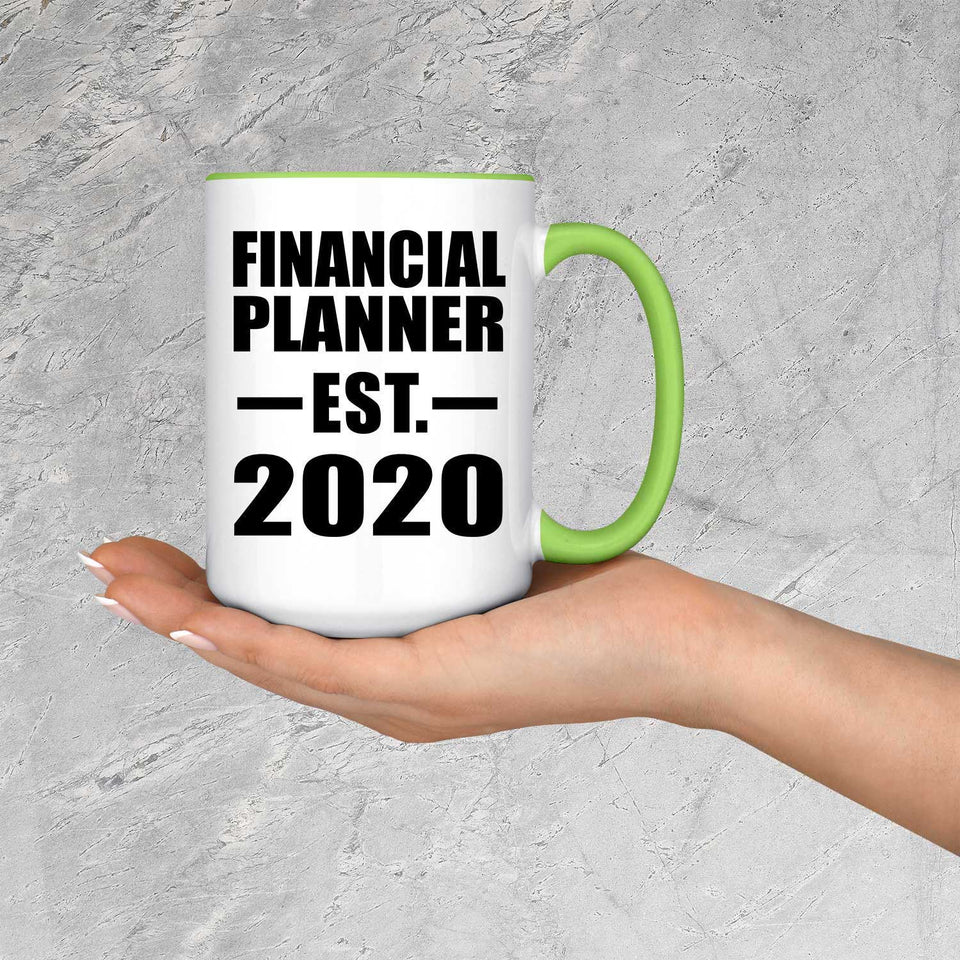 Financial Planner Established EST. 2020 - 15oz Accent Mug Green