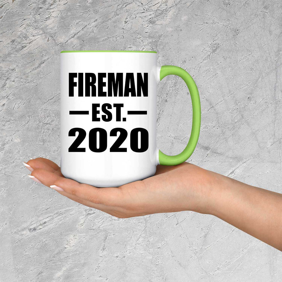 Fireman Established EST. 2020 - 15oz Accent Mug Green