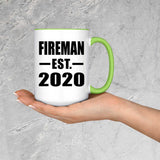 Fireman Established EST. 2020 - 15oz Accent Mug Green