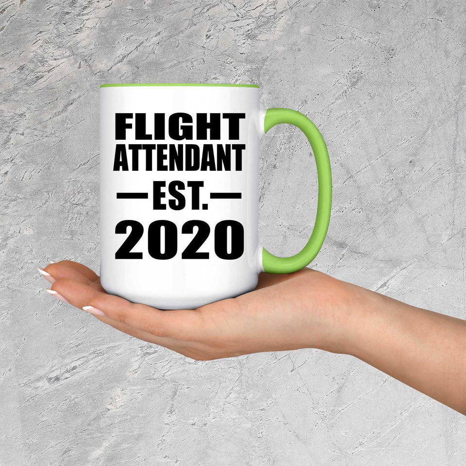 Flight Attendant Established EST. 2020 - 15oz Accent Mug Green