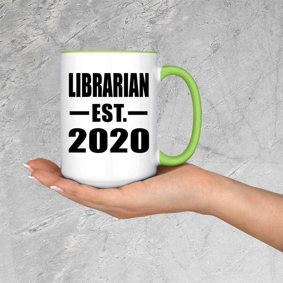 Librarian Established EST. 2020 - 15oz Accent Mug Green