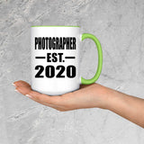 Photographer Established EST. 2020 - 15oz Accent Mug Green