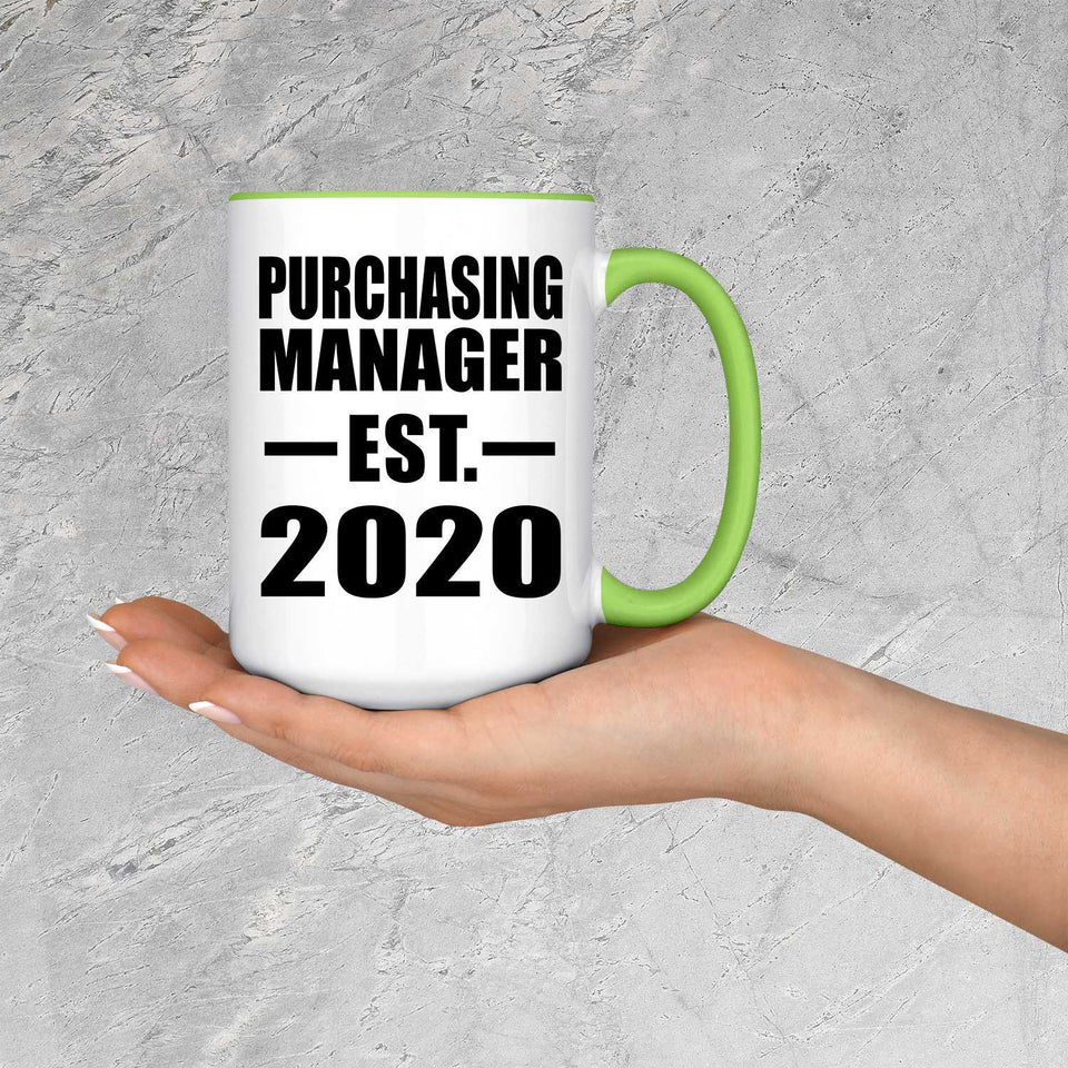 Purchasing Manager Established EST. 2020 - 15oz Accent Mug Green