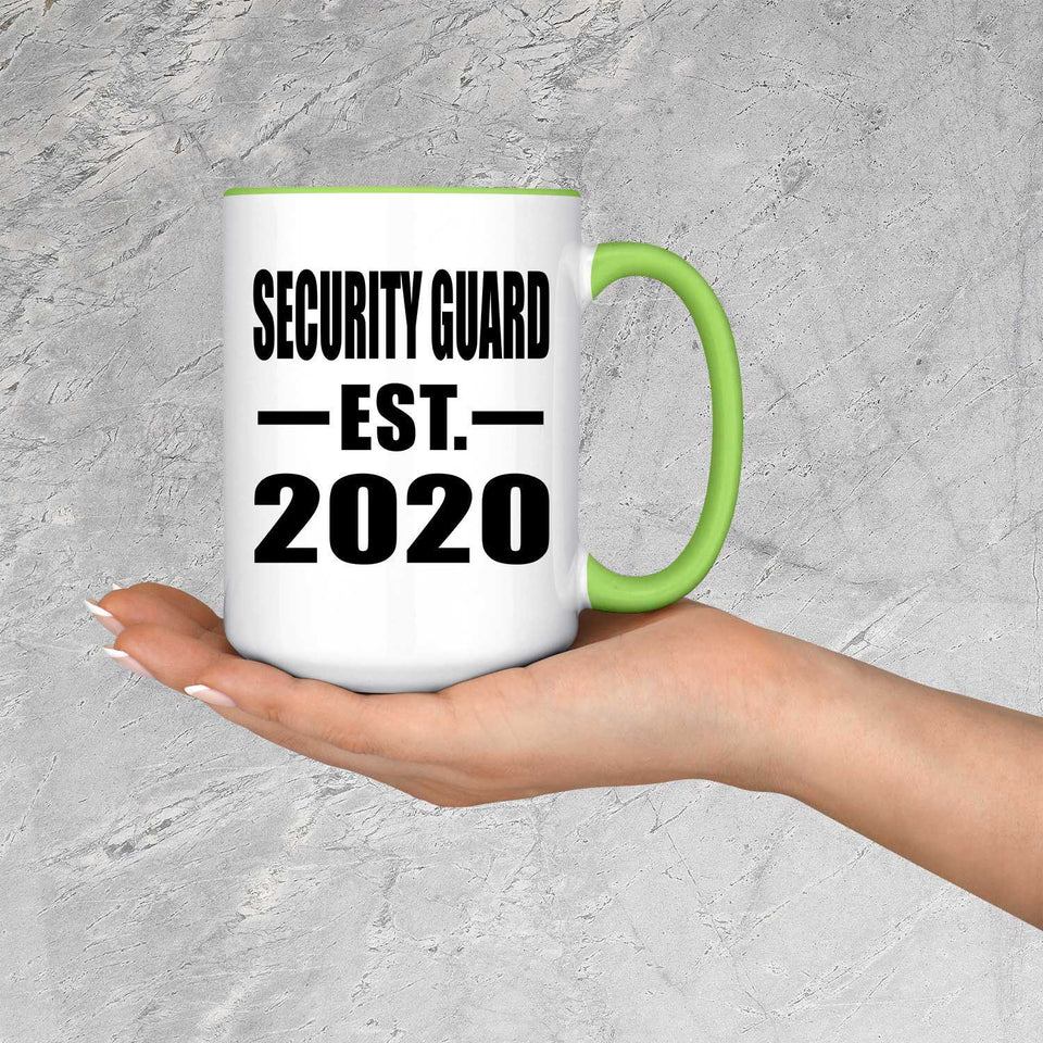 Security Guard Established EST. 2020 - 15oz Accent Mug Green
