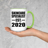 Skincare Specialist Established EST. 2020 - 15oz Accent Mug Green