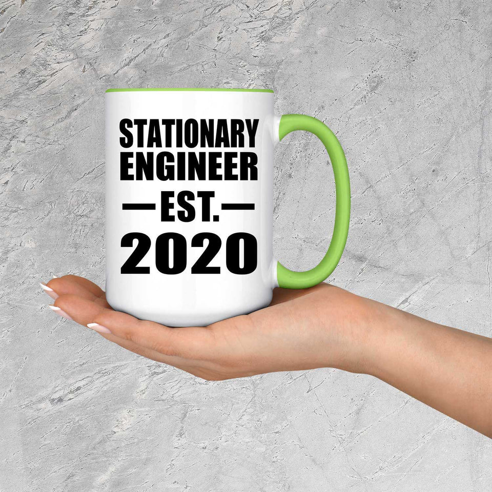 Stationary Engineer Established EST. 2020 - 15oz Accent Mug Green