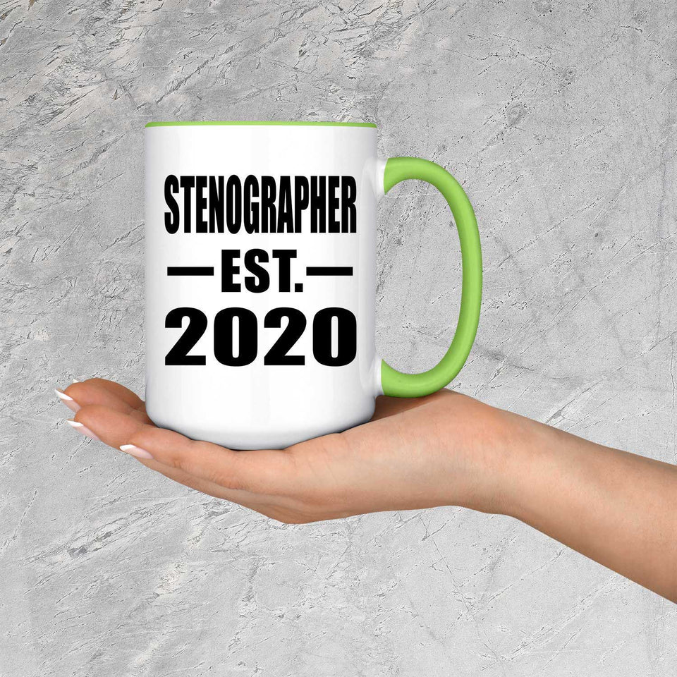 Stenographer Established EST. 2020 - 15oz Accent Mug Green