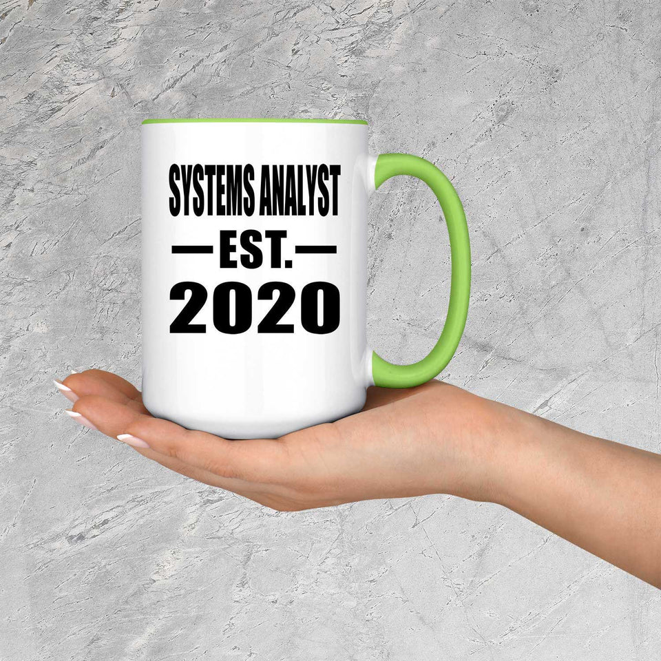 Systems Analyst Established EST. 2020 - 15oz Accent Mug Green