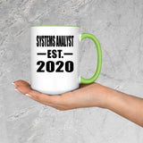 Systems Analyst Established EST. 2020 - 15oz Accent Mug Green