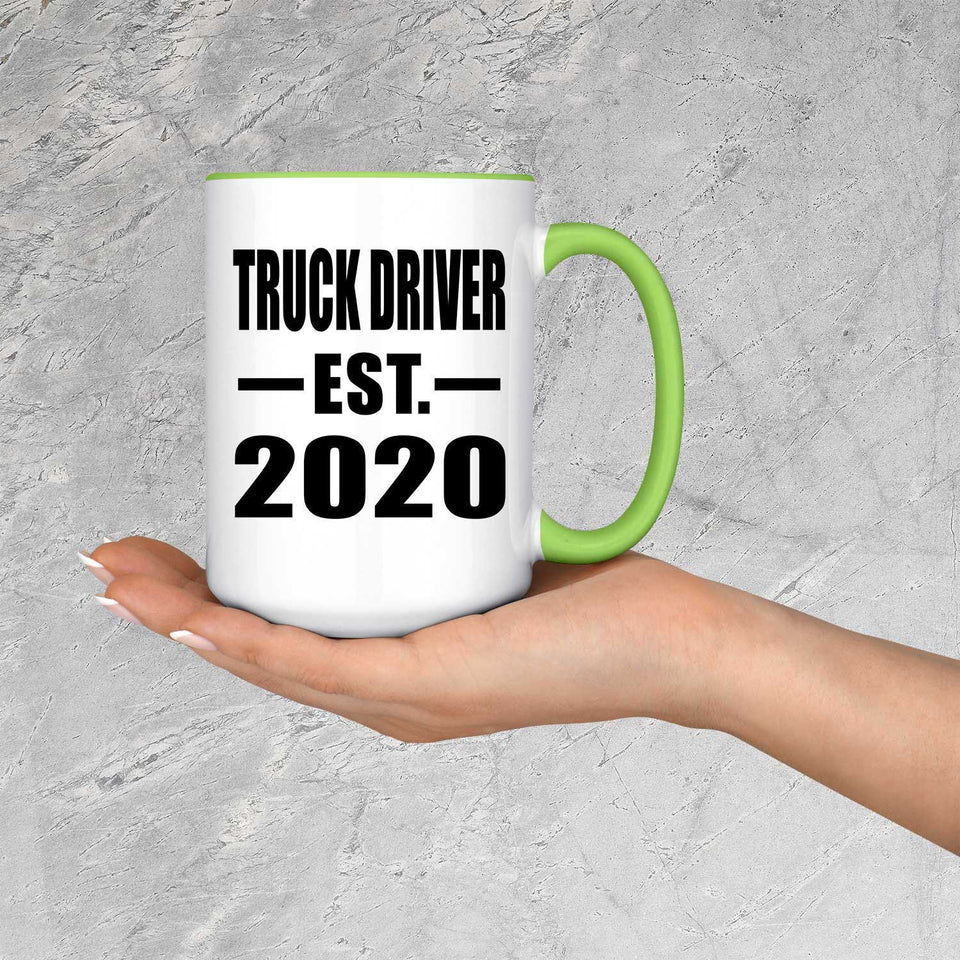 Truck Driver Established EST. 2020 - 15oz Accent Mug Green