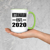 Veterinarian Established EST. 2020 - 15oz Accent Mug Green