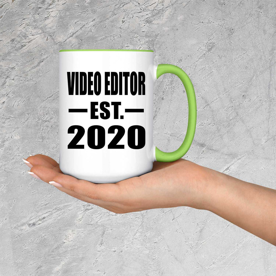 Video Editor Established EST. 2020 - 15oz Accent Mug Green
