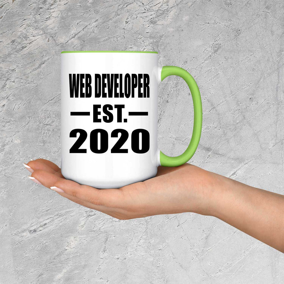 Web Developer Established EST. 2020 - 15oz Accent Mug Green
