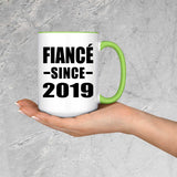 Fiance Since 2019 - 15oz Accent Mug Green