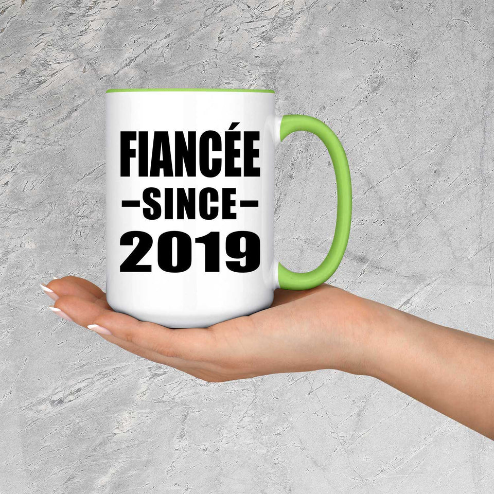 Fiancee Since 2019 - 15oz Accent Mug Green