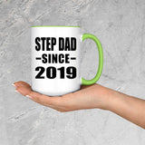 Step Dad Since 2019 - 15oz Accent Mug Green