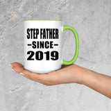 Step Father Since 2019 - 15oz Accent Mug Green